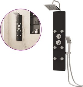 vidaXL Unitate panou de duș, negru, 25x47,5x130 cm, sticlă