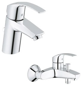 Set baterie cadă-duș Grohe Eurosmart 33300002, baterie lavoar Grohe Eurosmart 33265002