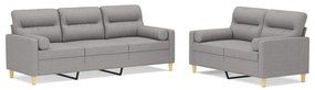 3153777 vidaXL Set canapea perne/perne decorative, 2 piese, gri deschis textil