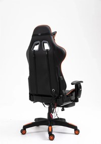 RESIGILAT-Scaun gaming, cu Masaj si Incalzire, telecomanda Wireless, functie recliner, SIG 5999, Negru/Portocaliu