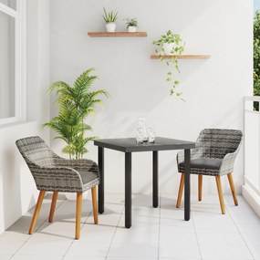 vidaXL Set de dining pentru grădină cu 3 piese Ratan Polimer Gri