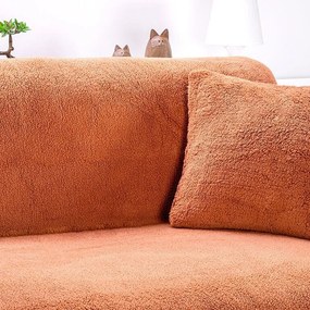 decoDoma Cuverturi SHERPA culoarea alunei canapea