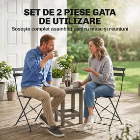Outsunny Set de 2 Scaune de Grădină Pliabile cu Șezut cu Lamele | Aosom Romania