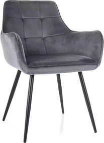 Scaun gri inchis LEMON, stofa catifelata/metal, 57x47x85 cm