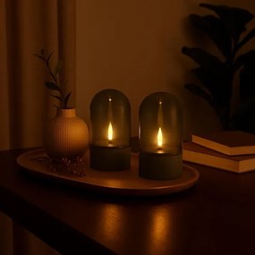 Brilliant - Set 2x lumânări LED ILLUSION LED/2xAA IP44 gri / negru fumuriu