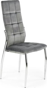Scaun tapitat K416, gri/argintiu, stofa catifelata/metal, 43x54x101 cm