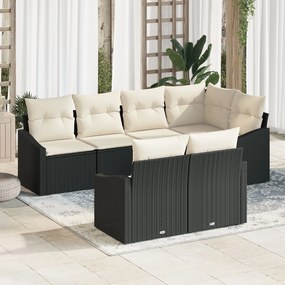 vidaXL Set de canapele pentru grădină 7 pcs Negru Rattan poli
