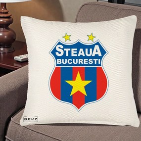Perna Personalizata Steaua Bucuresti Fotbal, 40x40 cm, Crem Reliefat, Husa Detasabila, Perna Inclusa, BEKZ®