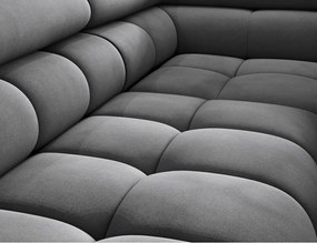 Colțar gri închis extensibil/cu spațiu de depozitare cu tapițerie din catifea (cu colț pe partea dreaptă/în formă de ”L”) Ferucce – ELTAP