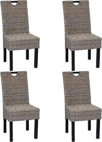 vidaXL Scaun de bucătărie, 4 buc., ratan Kubu și lemn de mango