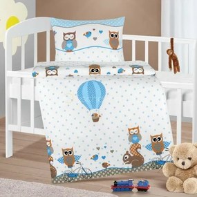 Bellatex Lenjerie de pat din bumbac pentru copiiAgáta Sovička albastră, 90 x 135 cm, 45 x 60 cm
