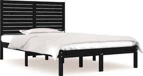 vidaXL Cadru de pat, negru, 140x190 cm, lemn masiv