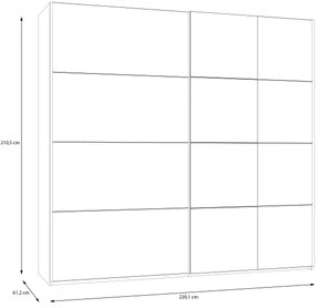 Dulap ODEN cu oglindă, 220 x 210 cm, bej