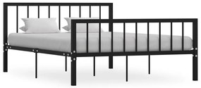 vidaXL Cadru de pat, negru, 140 x 200 cm, metal
