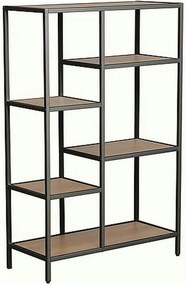 Etajera COSTA B, stejar/negru, PAL/metal, 70x30x109 cm