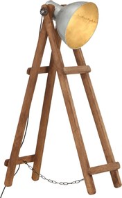 vidaXL Lampă de podea, argintiu, lemn masiv de mango, E27