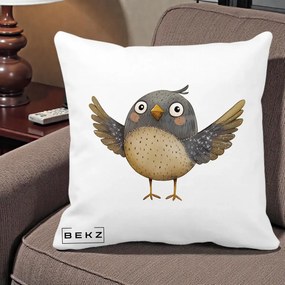 Perna Decorativa Pasare cu Aripi Intinse, 40x40 cm, Alba Mata, Husa Detasabila, Perna Inclusa, BEKZ®