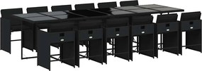 vidaXL Set mobilier de grădină cu perne, 13 piese, negru, poliratan