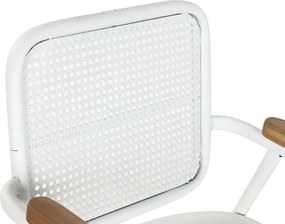 Scaun vintage din metal perforat, finisaj alb antichizat, 51×56×78 cm, „Merej"