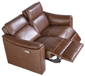 Canapea 2 locuri eleganta, design LUX cu functia relax Cowhide Cognac brown