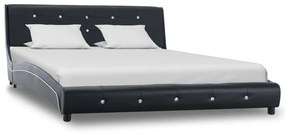 Cadru de pat, negru, 140 x 200 cm, piele artificiala Negru, 140 x 200 cm
