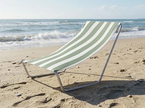 Sezlong pliabil de plaja SAND, dungi verde deschis