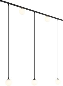 Sistem de iluminat cu șină modern negru cu 2 spoturi și 3 lumini suspendate monofazate - Slimline Eira