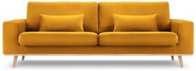 Canapea Tugela cu 3 locuri si tapiterie din catifea, galben