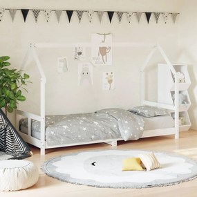 835716 vidaXL Cadru de pat pentru copii, alb, 80x200 cm, lemn masiv de pin
