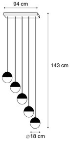Lampă suspendată industrială bronz cu lemn 5 lumini - Haicha