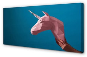 Tablouri canvas origami unicorn roz