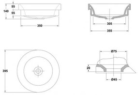 Lavoar pe blat alb 40 cm, rotund, Gala Circle