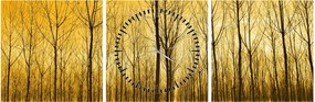 Tablou cu pădure în apus de soare (cu ceas) (90x30 cm)
