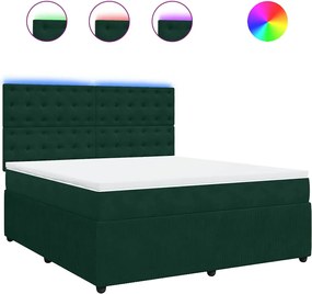 vidaXL Pat box spring cu saltea, verde închis, 180x200 cm, catifea
