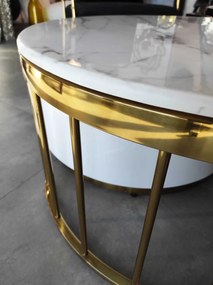 Masuta de cafea Colmar alb/gold si marmura – H42 cm
