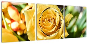 Tablou cu trandafir (cu ceas) (90x30 cm)