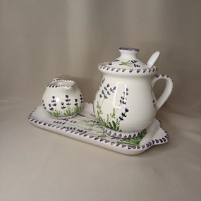 Set ceramică servit ceai/cafea model lavandă