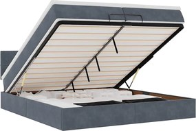 vidaXL Cadru de pat otoman cu saltele Gri închis 200x200cm catifea