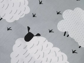Fața de perna din policoton WHITE SHEEPS 70x90 cm, gri