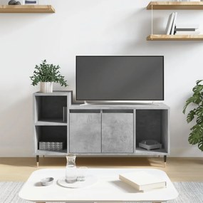 Comoda TV, gri beton, 100x35x55 cm, lemn prelucrat