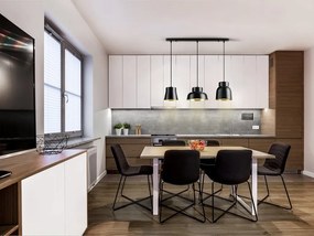 Lustra cu 3 pendule din metal negru cu auriu Vulcano