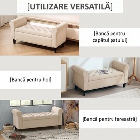 HOMCOM Bancă de Depozitare din Țesătură tip Catifea cu Spațiu Ascuns, Bej | Aosom Romania