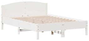 3216198 vidaXL Cadru de pat cu tăblie, alb, 150x200 cm lemn masiv pin