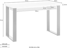 Birou ~Hayak~ maro-negru, cu aspect de lemn, 125 cm lungime