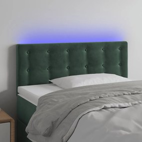 3122091 vidaXL Tăblie de pat cu LED, verde închis, 100x5x78/88 cm, catifea
