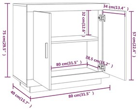 Servanta, stejar maro, 80x40x75 cm, lemn prelucrat 1, Stejar brun