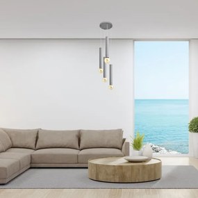 Lustră pe cablu TUBA 4xE27/15W/230V gri