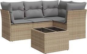 vidaXL Set canapele de grădină cu perne, 5 piese, bej, poliratan