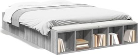 vidaXL Cadru de pat, gri sonoma, 140x190 cm, lemn prelucrat