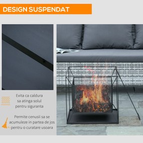 Outsunny Brazier Portabil pentru Grădină din Metal, Design Suspendat, Ideal pentru Seri la Foc, 45x45x43cm, Negru | Aosom Romania